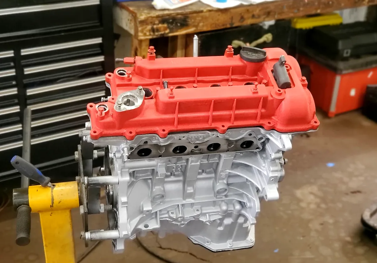 Reconditioned engine on an engine stand